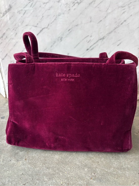 kate spade Handbags - Vintage Kate Spade Velvet Satchel Shoulder Tote in Burgundy